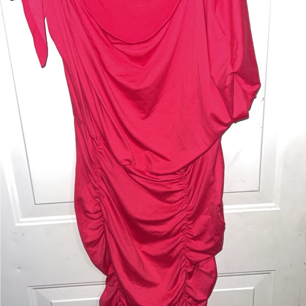 Elegant Red Ruched Dress